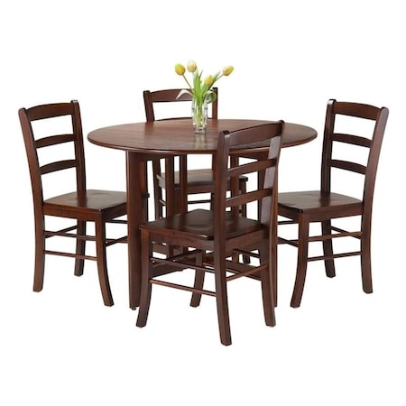 Winsome 5 Piece Alamo Round Drop Leaf Dining Table Set, 5PK 94551